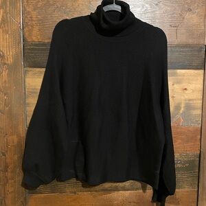 Black Balloon Sleeve Turtleneck Sweater